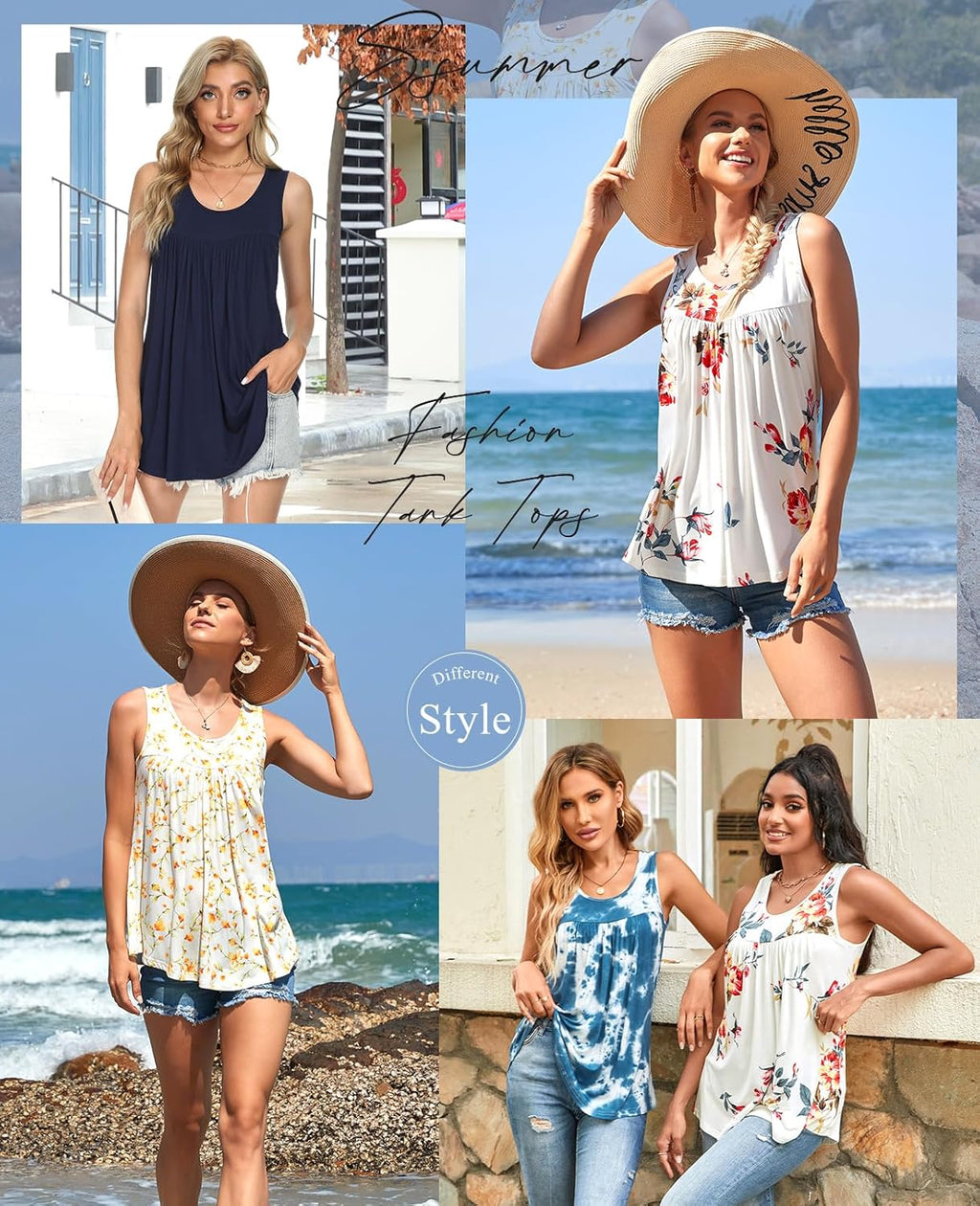 Women'S 2026 Summer Sleeveless Tank Vest Casual Ruffle Tunic Top Loose Comfy Blouse Tshirts, M, Floret White