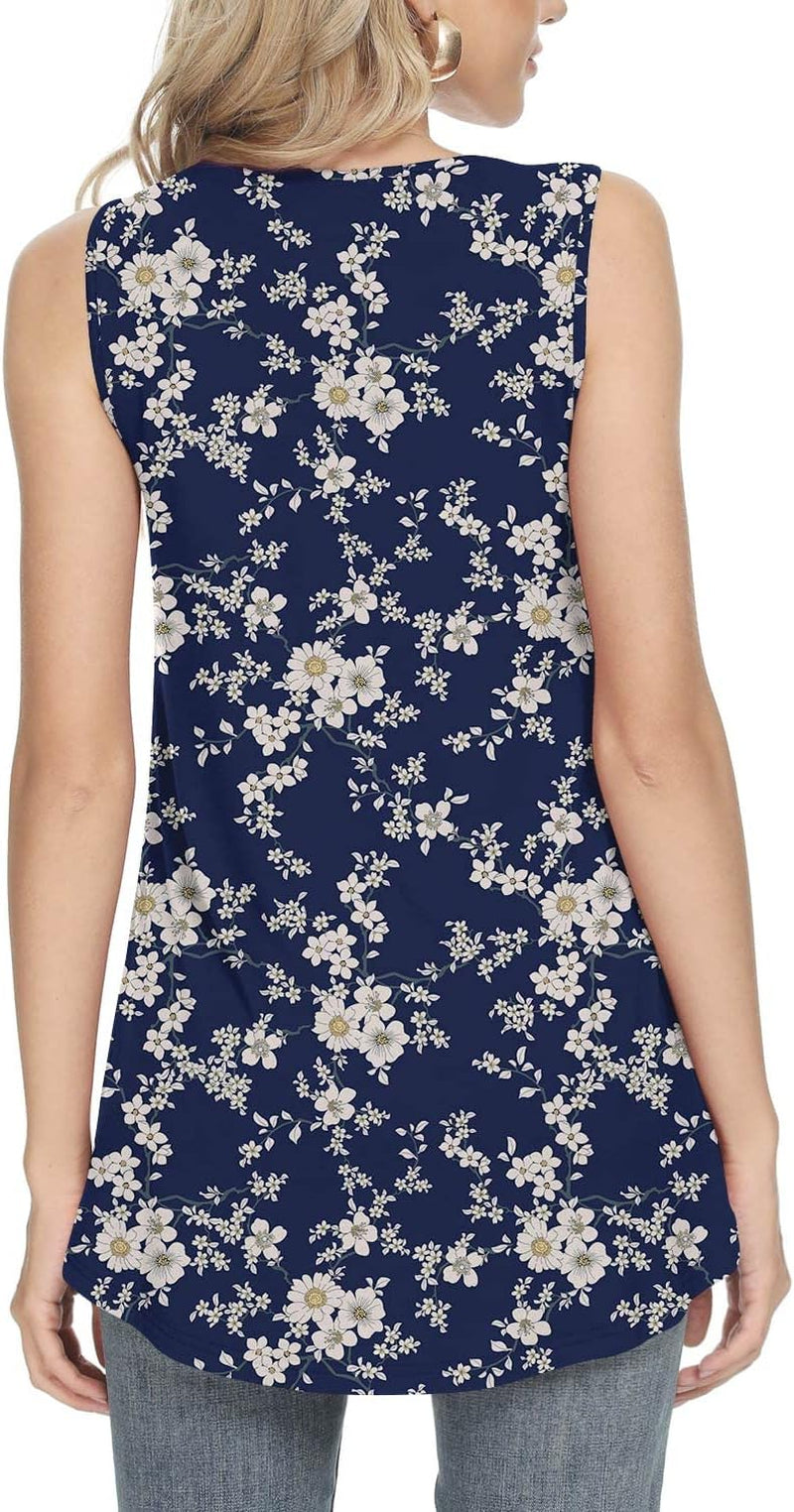 Women'S 2026 Summer Sleeveless Tank Vest Casual Ruffle Tunic Top Loose Comfy Blouse Tshirts, M, Floret White