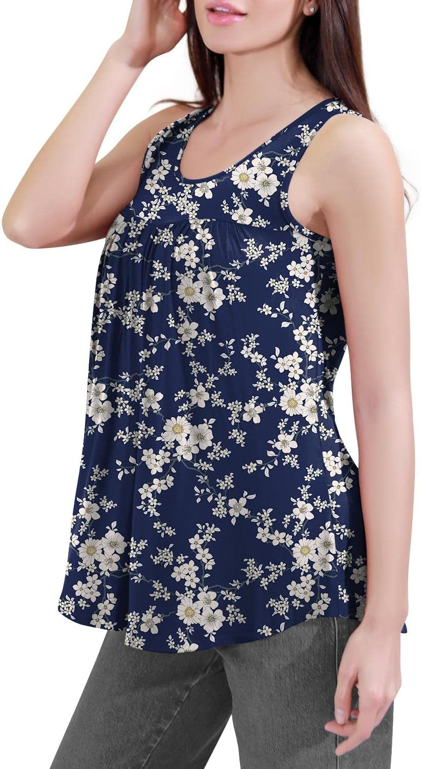 Women'S 2026 Summer Sleeveless Tank Vest Casual Ruffle Tunic Top Loose Comfy Blouse Tshirts, M, Floret White