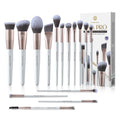 Makeup Brushes Set, 15Pcs Professional Make up Brush with Silver Ion Bristles for Foundation Powder Blush Highlighter Concealer Eyeshadow Eyeliner, Travel Gift Set (Champaign Gold)